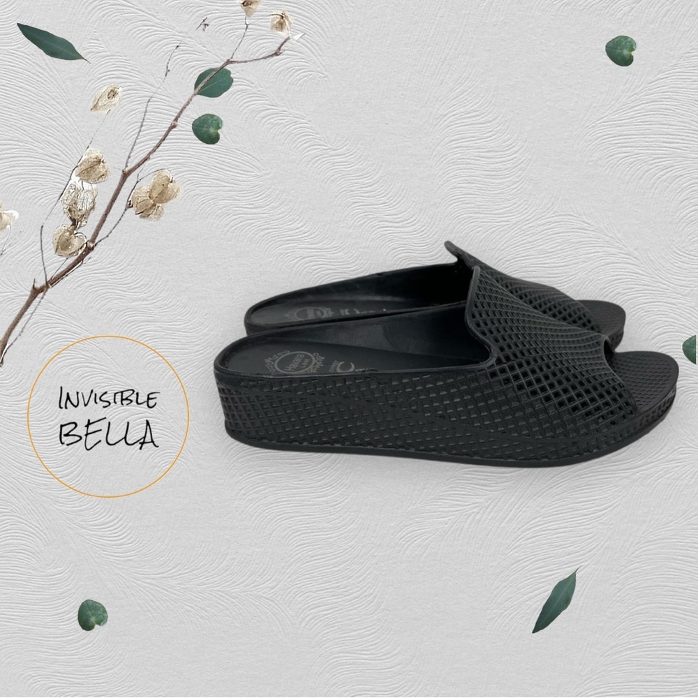 Jeffrey Campbell Black Fling 2 Jelly Slides Wedge Sandals Size 8
